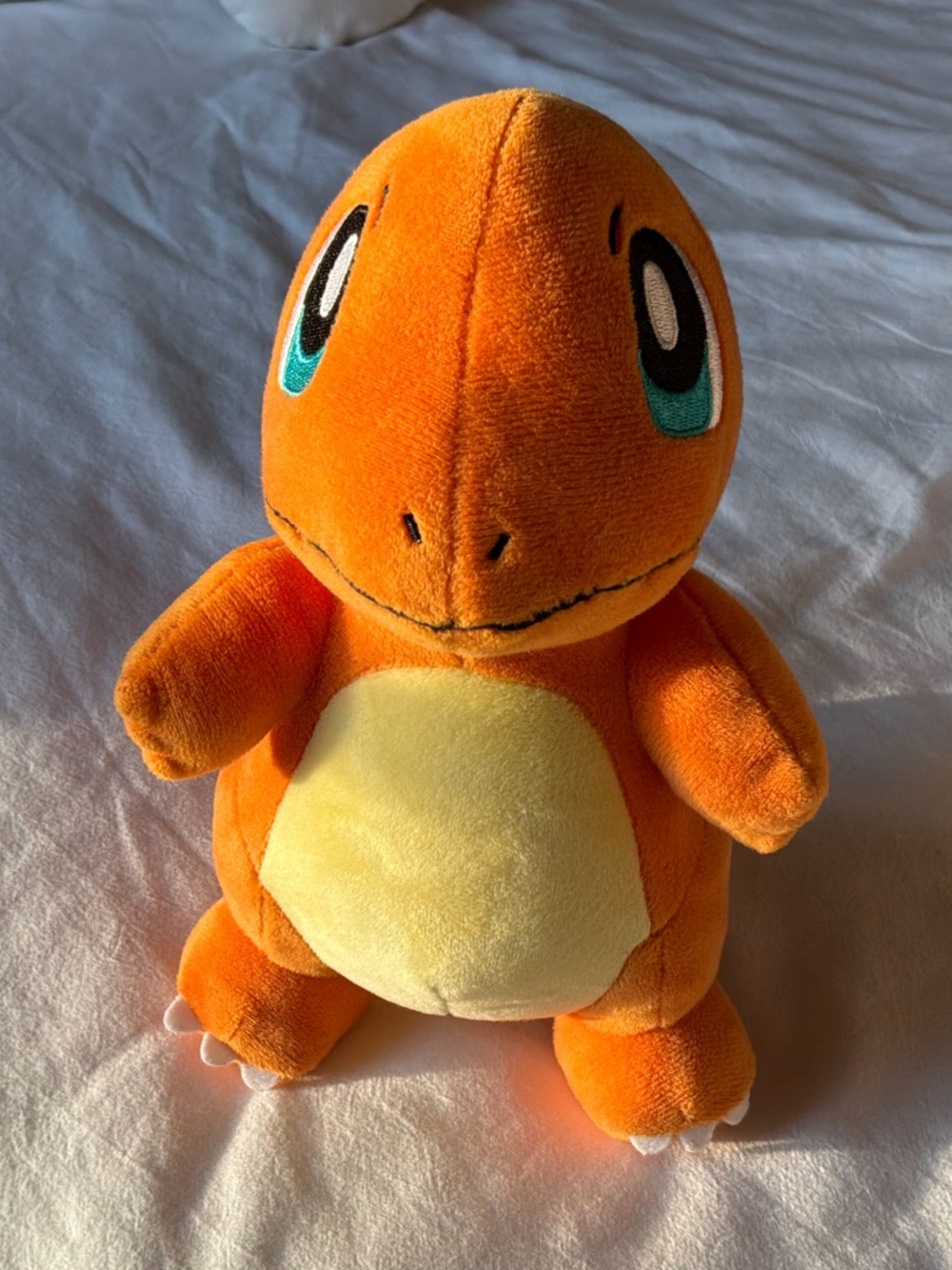 Pokemon Orange Charmander Plush with Cream Belly and Teal Eyes